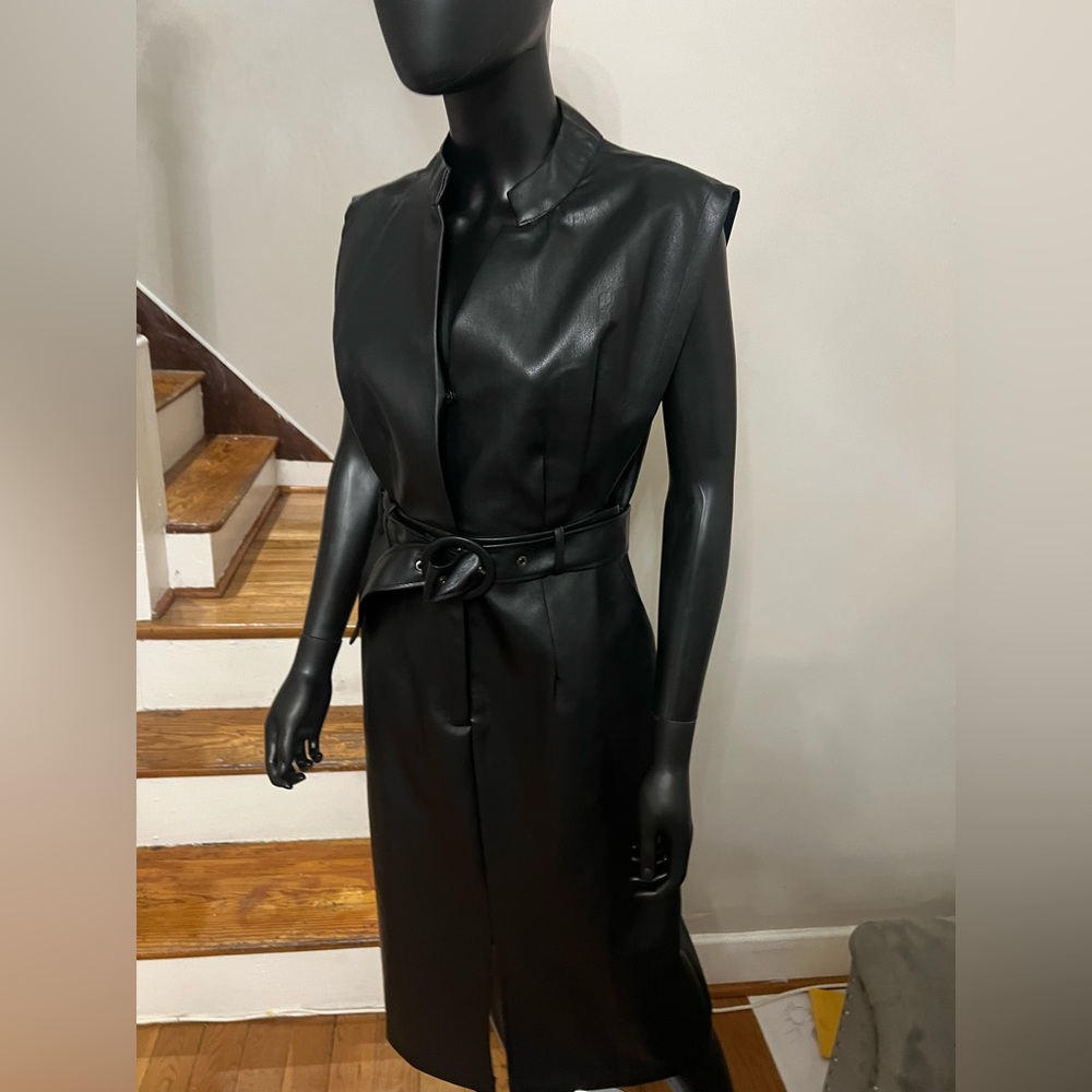 Midi black leather dress